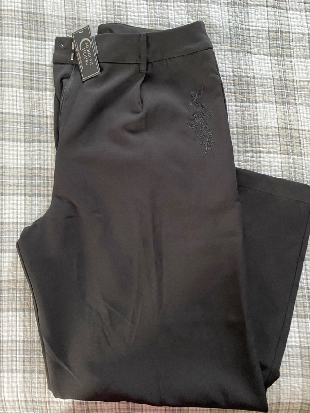 NWT Midnight Hour black dress pants with Embroidery.